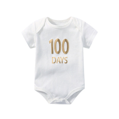 Baby Solid Color Printed Pattern Cute Triangle Onesies-6