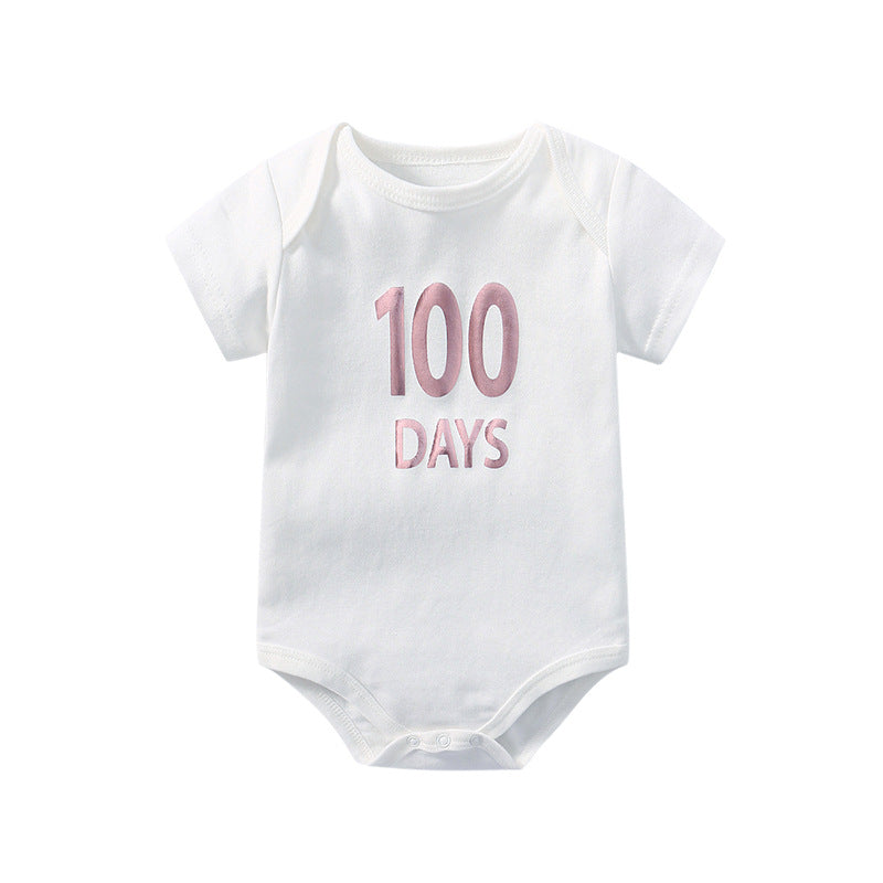 Baby Solid Color Printed Pattern Cute Triangle Onesies-11
