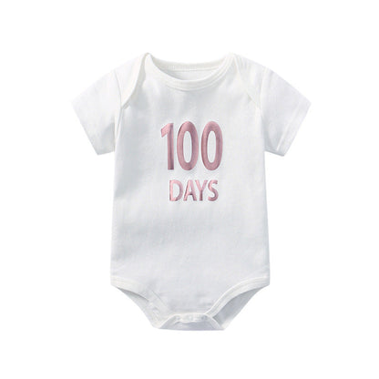 Baby Solid Color Printed Pattern Cute Triangle Onesies-11