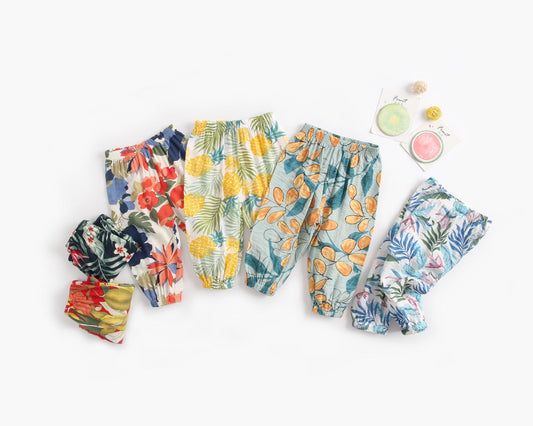 Baby Girl Floral Print Pattern Wide Leg Pants In Spring & Summer-0