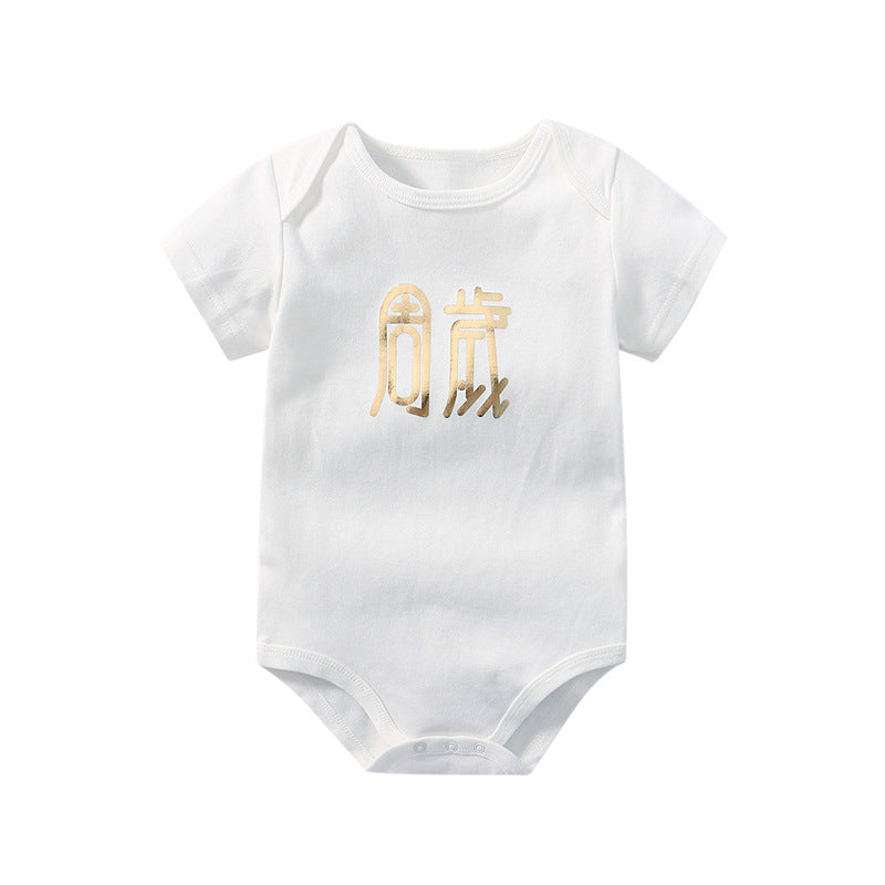 Baby Solid Color Printed Pattern Cute Triangle Onesies-13
