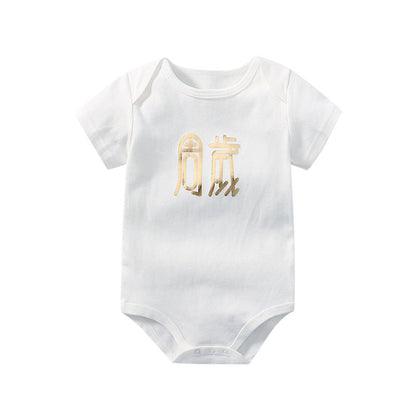 Baby Solid Color Printed Pattern Cute Triangle Onesies-13