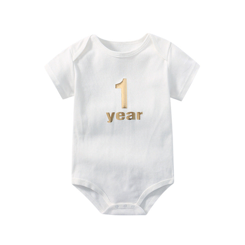 Baby Solid Color Printed Pattern Cute Triangle Onesies-5