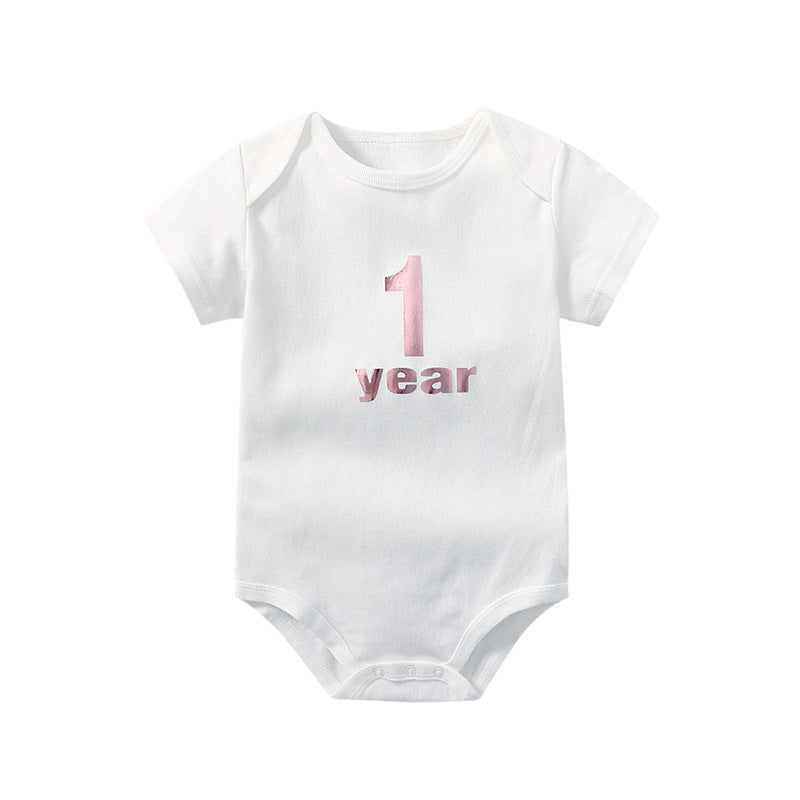 Baby Solid Color Printed Pattern Cute Triangle Onesies-14