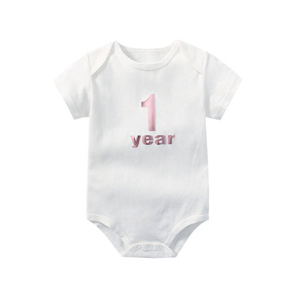 Baby Solid Color Printed Pattern Cute Triangle Onesies-14