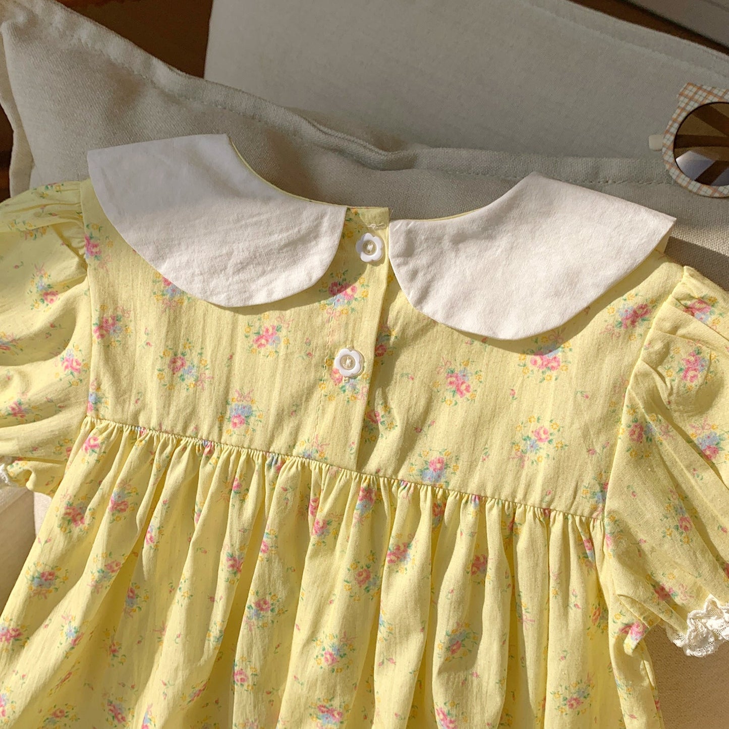 Summer Arrival Baby Kids Girls Cute Short Sleeves Floral Dress-1
