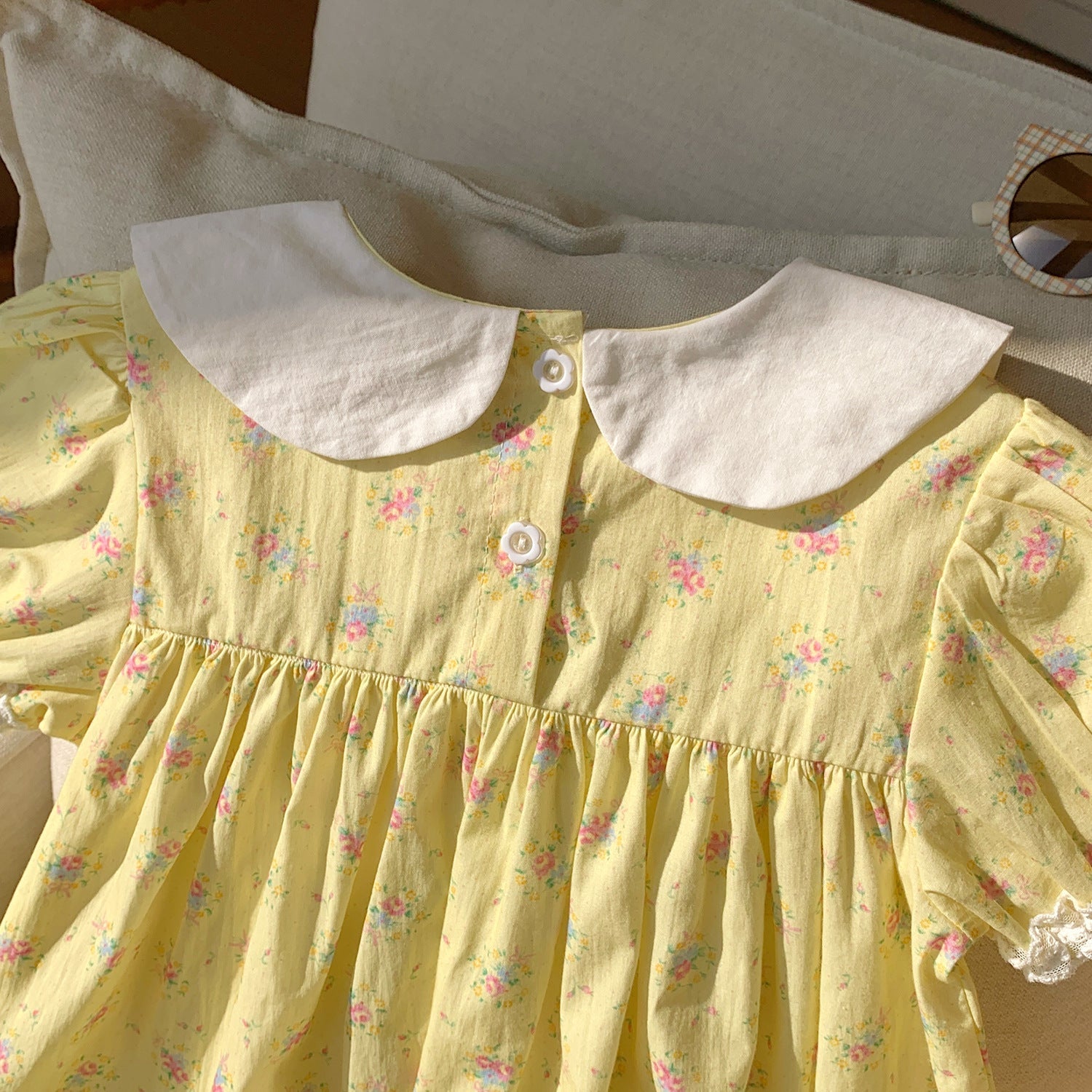Summer Arrival Baby Kids Girls Cute Short Sleeves Floral Dress-1