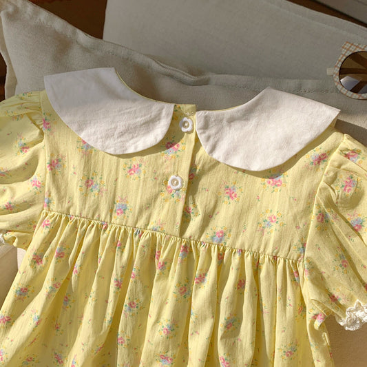 Summer Arrival Baby Kids Girls Cute Short Sleeves Floral Dress-1