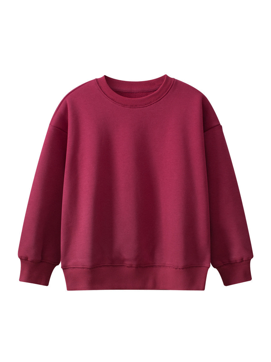 Arrival Baby Kids Plain Solid Color Crew Neck Long Sleeves Warm Cozy Pullover-1