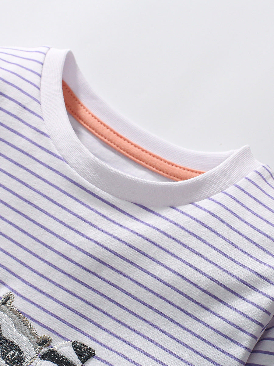Arrival Autumn Kids’ Long Sleeves Cartoon And Striped Pattern T-Shirt In European And American Style For Summer-2