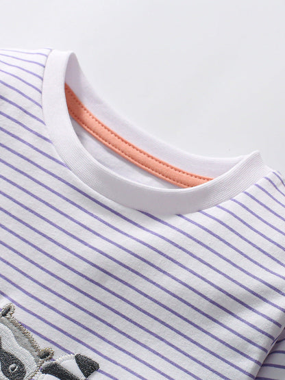 Arrival Autumn Kids’ Long Sleeves Cartoon And Striped Pattern T-Shirt In European And American Style For Summer-2