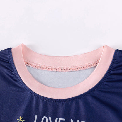 Baby and Kids Girls Universe Cartoon Pattern Long Sleeves Casual Pajamas Clothing Set-1