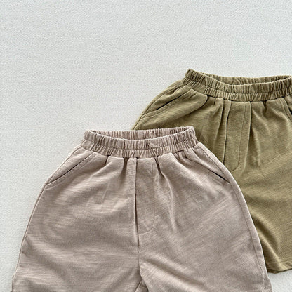 Summer New Arrival Unisex Casual Solid Color Cotton Shorts-3