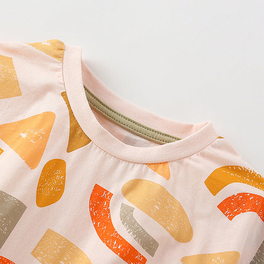 Summer Baby Kids Geometric Pattern T-shirt and Shorts Clothing Set for Boys-1