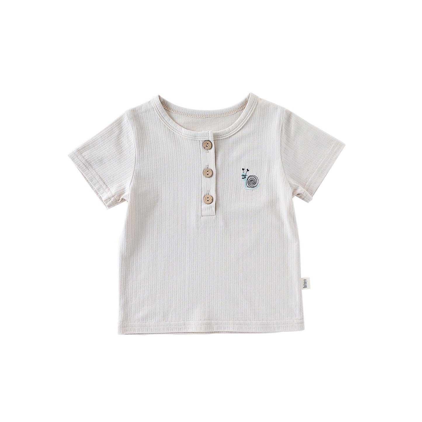 Kids’ Simple Pattern Logo Short Sleeves T-shirt in European and American Style for Summer-3