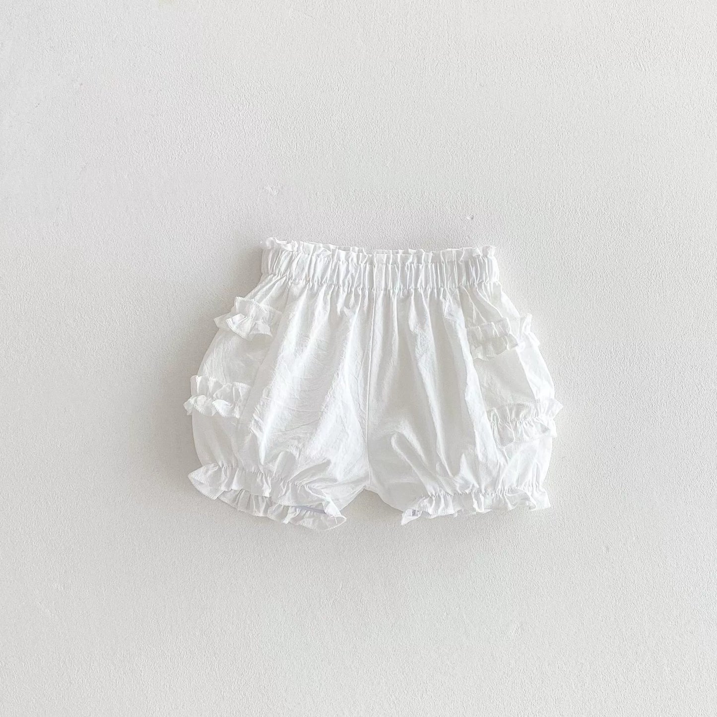 Summer Arrival Kids Girls Cotton Casual Style Ruffle Design Shorts-1