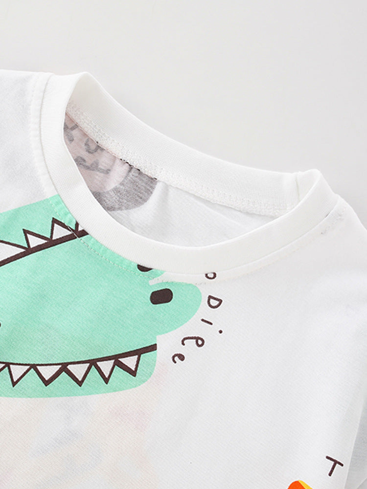 Summer Baby Kids Boys Animals Cartoon Print T-Shirt And Casual Shorts Clothing Set-1