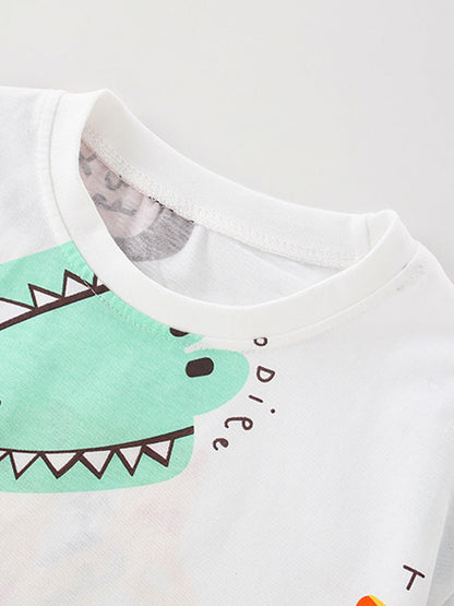 Summer Baby Kids Boys Animals Cartoon Print T-Shirt And Casual Shorts Clothing Set-1