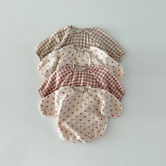 Heart & Plaid Graphic New Arrive Onesies-0