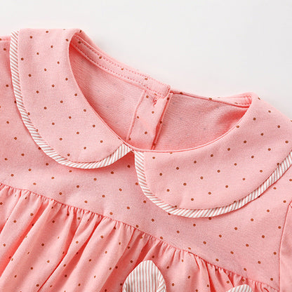 Summer Arrival Rabbit and Dots Pattern Short Sleeves Cute Dress for Stylish Girls-1