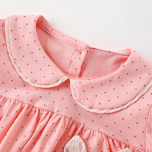 Summer Arrival Rabbit and Dots Pattern Short Sleeves Cute Dress for Stylish Girls-1