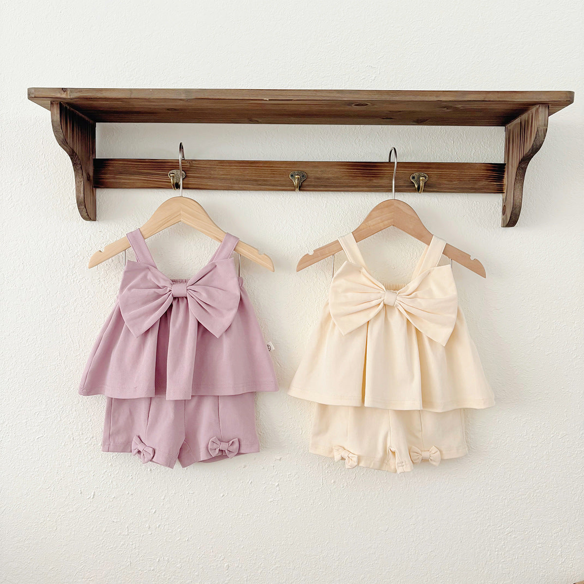 Summer Baby Kids Cute Solid Color Sleeveless Top Vest with Trousers Clothing Set for Girls-1