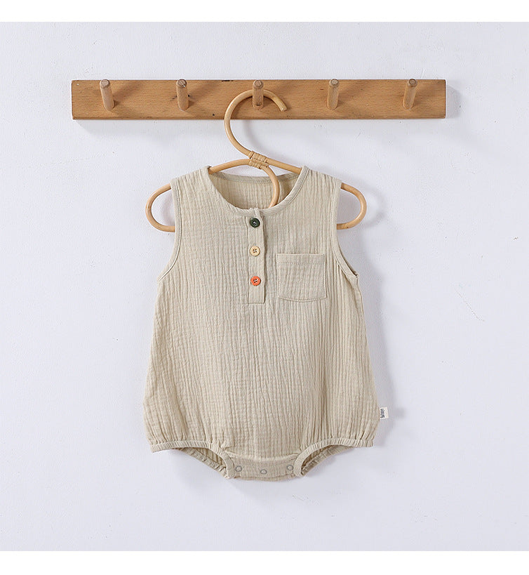 Summer Arrival Baby Unisex Sleeveless Plain Onesies Bodysuits-1