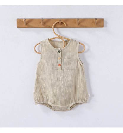 Summer Arrival Baby Unisex Sleeveless Plain Onesies Bodysuits-1