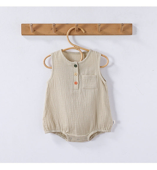Summer Arrival Baby Unisex Sleeveless Plain Onesies Bodysuits-1