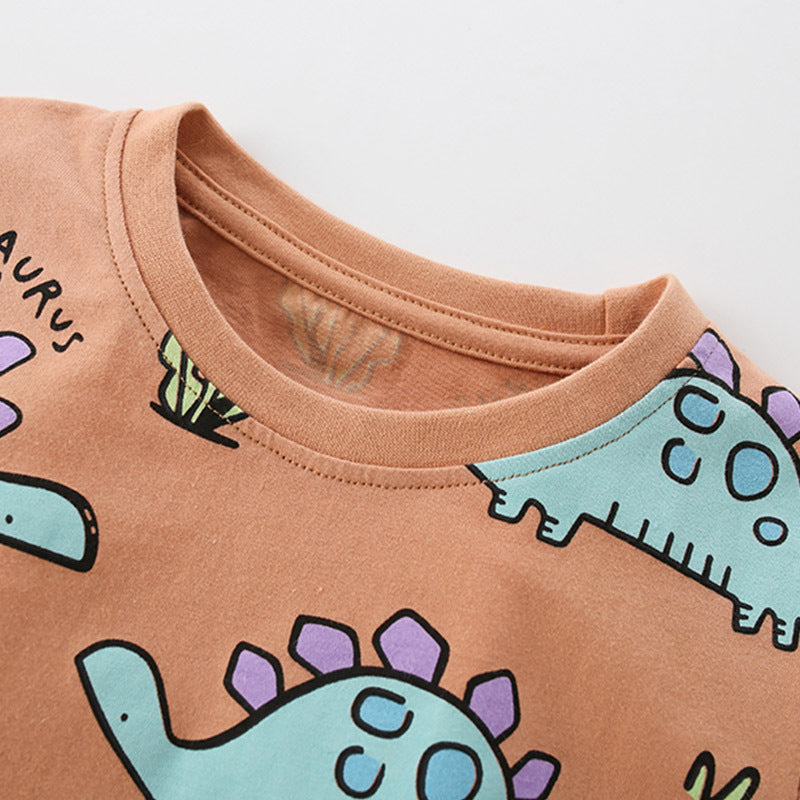Summer Baby Kids Boys Dinosaur Cartoon Pattern T-Shirt And Shorts Clothing Set-2