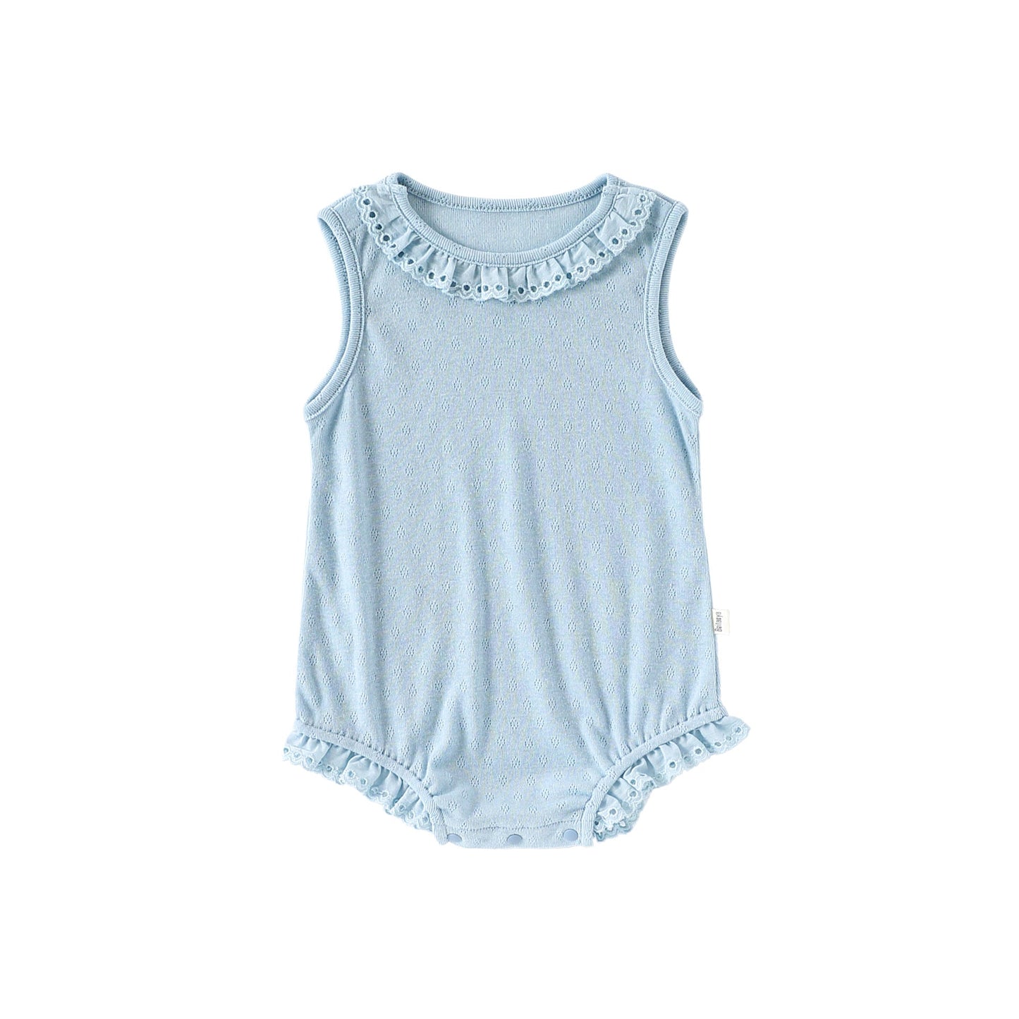 Summer Arrival Baby Girls Hollow-out Pattern Onesies Bodysuits with Collar-3