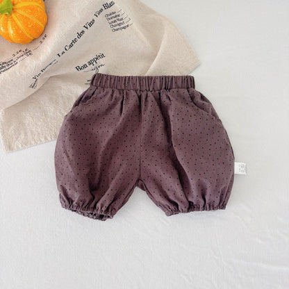 Summer Arrival Kids Unisex Cotton Casual Style Dots Pattern Shorts-2