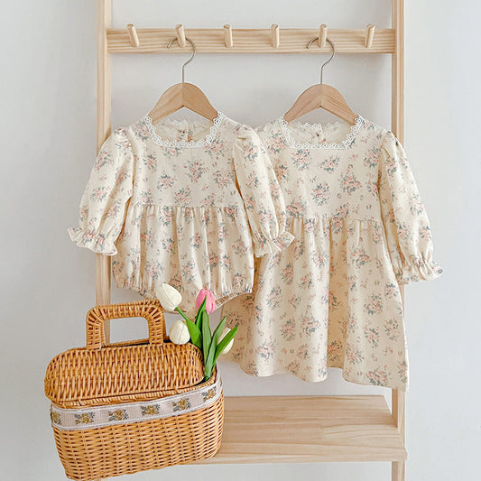 Square Neck Princess Sweet Style Baby Onesies & Children Dress-1