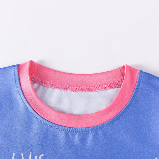 Spring and Autumn Baby Kids Girls Marine Cartoon Pattern Long Sleeves Top and Pants Casual Pajamas Clothing Set-1