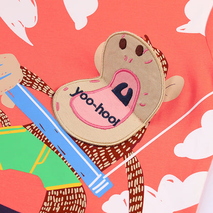 Summer Baby Kids Monkey Cartoon Pattern T-shirt and Shorts Clothing Set for Boys-2