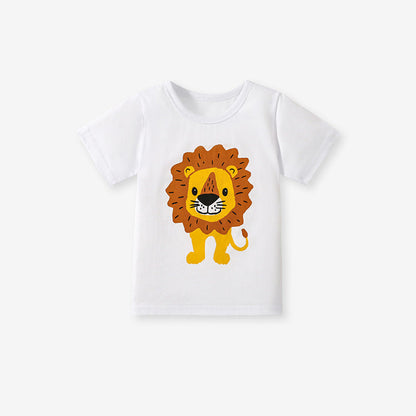 Kids’ Animals Cartoon Pattern Short Sleeves T-shirt in European and American Style for Summer-3