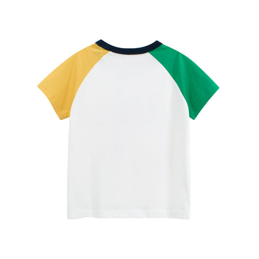 Summer Boys’ Letters and Geometric Pattern T-shirt in European and American Style-1