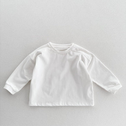 Arrival Kids Unisex Soft Comfortable Long Sleeves Solid Color Top Casual T-shirt-1