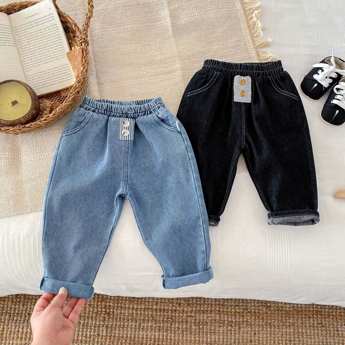 Summer Arrival Kids Unisex Denim Casual Style Pants-2