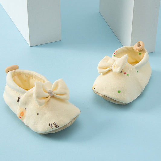 Summer Hot Selling Baby Simple Cartoon Print Soft Sole Anti-slip Shoes with Cotton Fabric-1