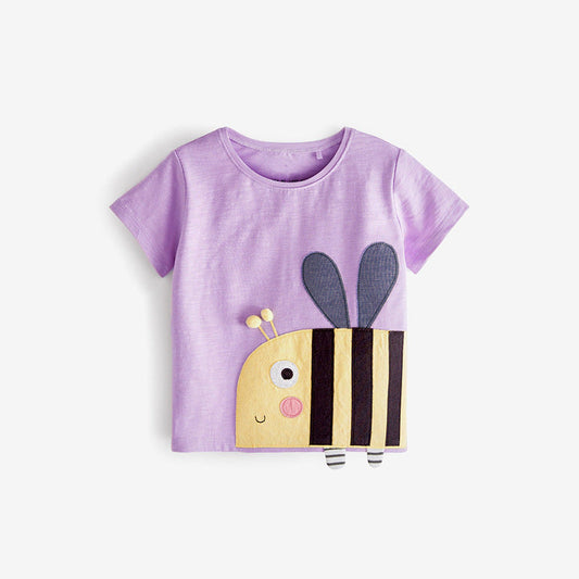 Kids’ Cartoon Bee Pattern Short Sleeves T-shirt in European and American Style for Summer-1