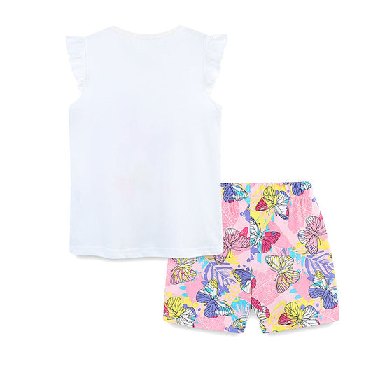 Summer Baby Kids Cute Butterfly Pattern Vest and Shorts Clothing Set for Girls-1