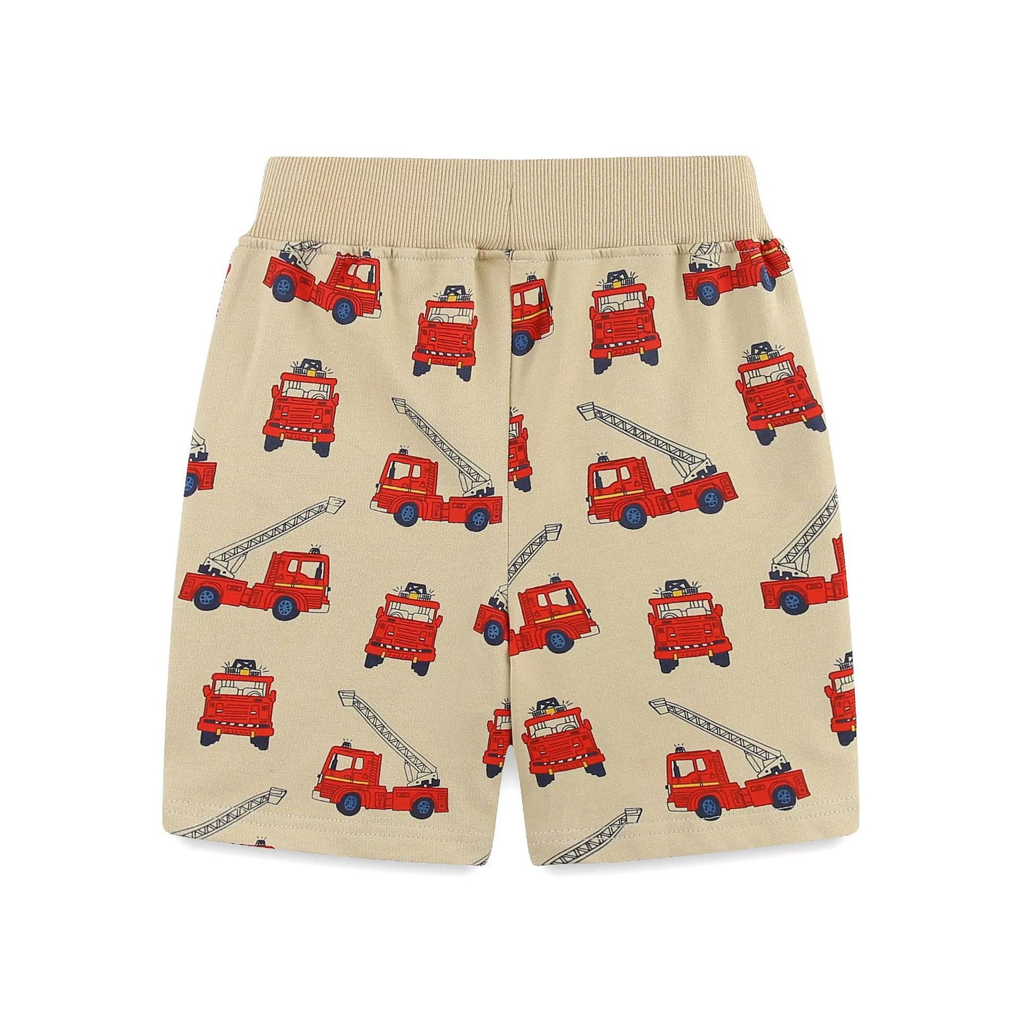 Summer Arrival Kids Boys Cotton Casual Style Cartoon Fire Engines Pattern Shorts-2
