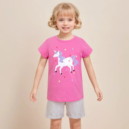 Kids’ Animals Cartoon Pattern Short Sleeves T-shirt in European and American Style for Summer-1