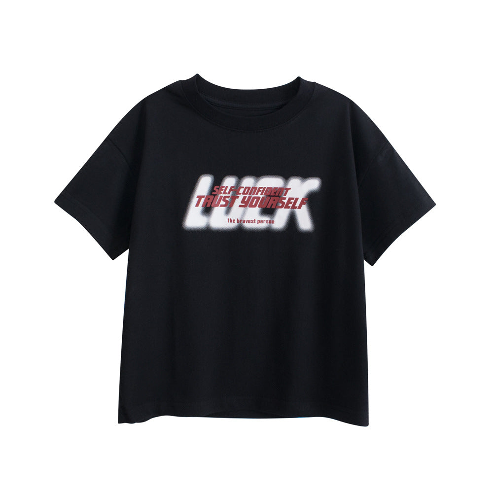 Kids’ Letters Pattern T-shirt in European and American Style-1