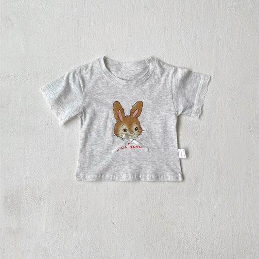 Summer Hot Selling Baby Kids Girls Short Sleeves Cartoon Rabbit Pattern T-shirt-1