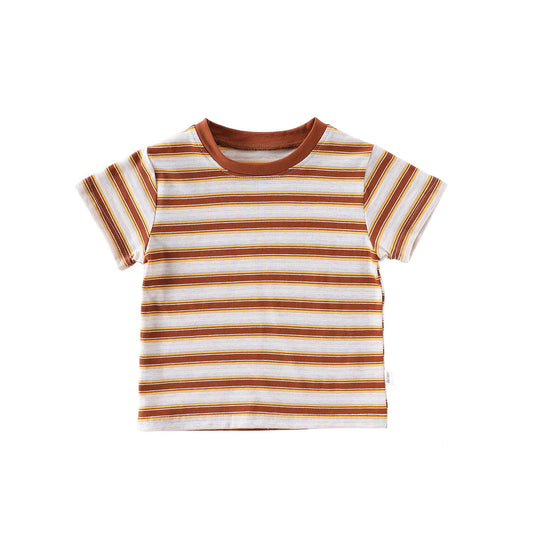Kids’ Striped Pattern Short Sleeves T-shirt in European and American Style for Summer-1