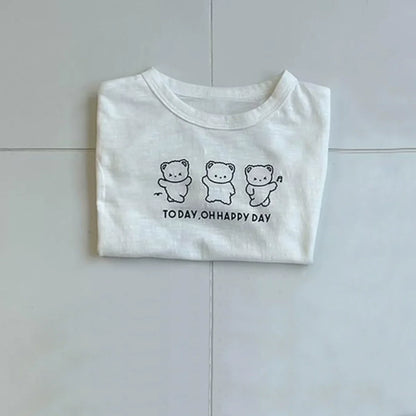 Summer Hot Selling Baby Kids Unisex Short Sleeves Cartoon Rabbit Pattern T-shirt-1
