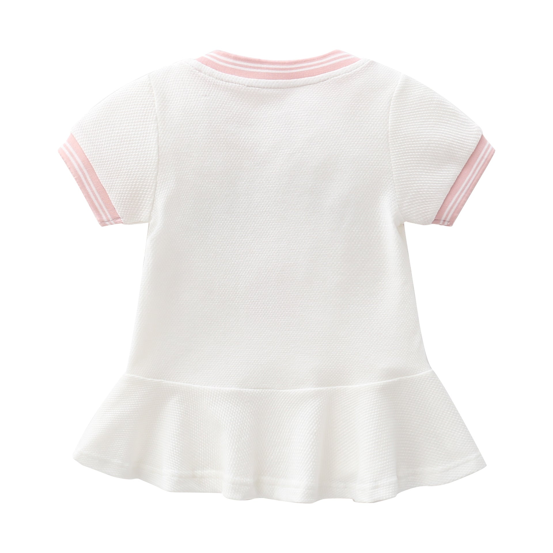 Baby Girl 1pcs Logo Graphic Graphic Side & Neck Striped Design Ruffle Hem Baseball Dress-1