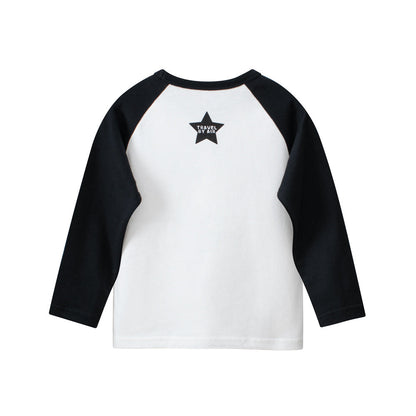 Autumn Baby Kids Boys Letters and Cartoon Print Long Sleeves Crew Neck Color Patchwork Top Shirt-1